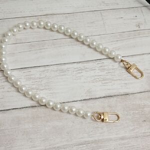 Pearl Beaded Bag Strap with Gold Hardware